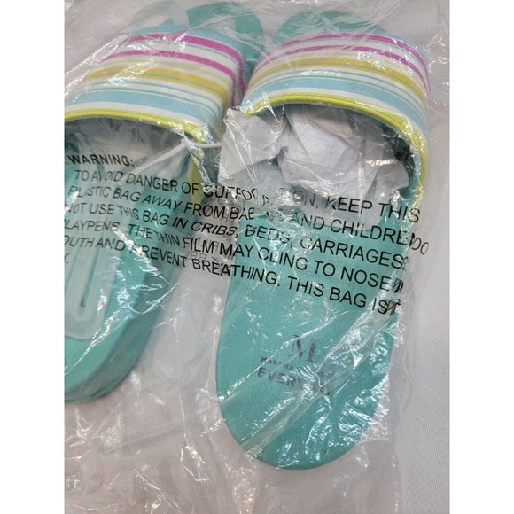 Martha Stewart Everyday Sandals Size Medium 5-6 Colorful Teal Slip On Shoes - Picture 3 of 5